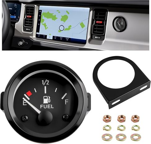 2 Inch 52mm Fuel Gauge for Car with E-1/2-F Pointer Dash,12V Gas Gauge Kit Includes Bracket,Nuts,240-33ohm Universal Fuel Level Gauges Meter Kit for Cars,SUVs,Motorcycle,Boats in Kuwait