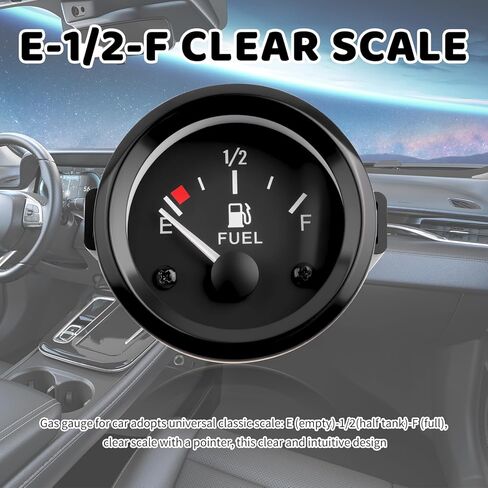 2 Inch 52mm Fuel Gauge for Car with E-1/2-F Pointer Dash,12V Gas Gauge Kit Includes Bracket,Nuts,240-33ohm Universal Fuel Level Gauges Meter Kit for Cars,SUVs,Motorcycle,Boats in Kuwait
