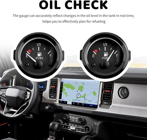 2 Inch 52mm Fuel Gauge for Car with E-1/2-F Pointer Dash,12V Gas Gauge Kit Includes Bracket,Nuts,240-33ohm Universal Fuel Level Gauges Meter Kit for Cars,SUVs,Motorcycle,Boats in Kuwait