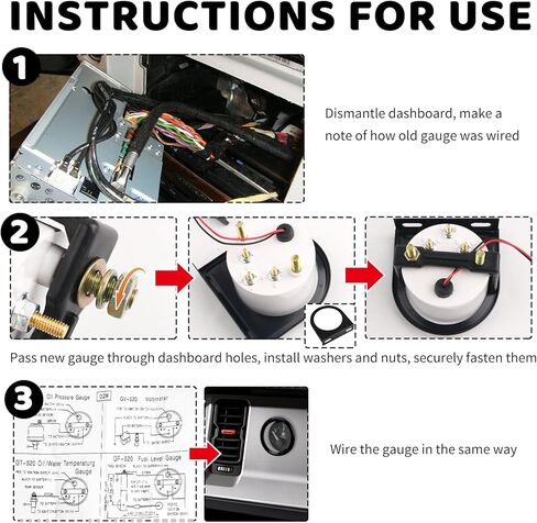 2 Inch 52mm Fuel Gauge for Car with E-1/2-F Pointer Dash,12V Gas Gauge Kit Includes Bracket,Nuts,240-33ohm Universal Fuel Level Gauges Meter Kit for Cars,SUVs,Motorcycle,Boats in Kuwait