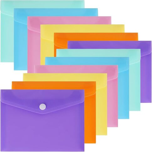 Plastic Envelopes 10 Pack Poly Envelopes Hook Loop Closure,Receipt Stickers Storage Holder Document Folders for Receipt Cash Organization in Kuwait