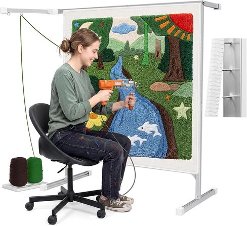 Cozytuft Aluminum Tufting Frame (67") with Anti-Puncture Strip, Adjustable & Expandable Floor Stand from 45" to 67" for Large Rugs & Wall Hangings, Stable Design, Beginners Friendly in Kuwait