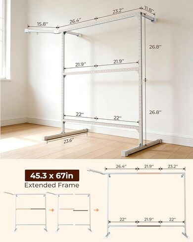 Cozytuft Aluminum Tufting Frame (67") with Anti-Puncture Strip, Adjustable & Expandable Floor Stand from 45" to 67" for Large Rugs & Wall Hangings, Stable Design, Beginners Friendly in Kuwait