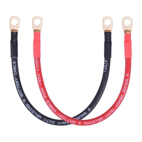 كابل بطارية iGreely مقاس 8، سلك بطارية لحام نحاسي نقي مرن 8 AWG مع أطراف عروة 5/16 بوصة، كابل عالي التحمل للسيارات الشمسية RV البحرية، قطع الغيار والملحقات 1 قدم/30 سم in Kuwait