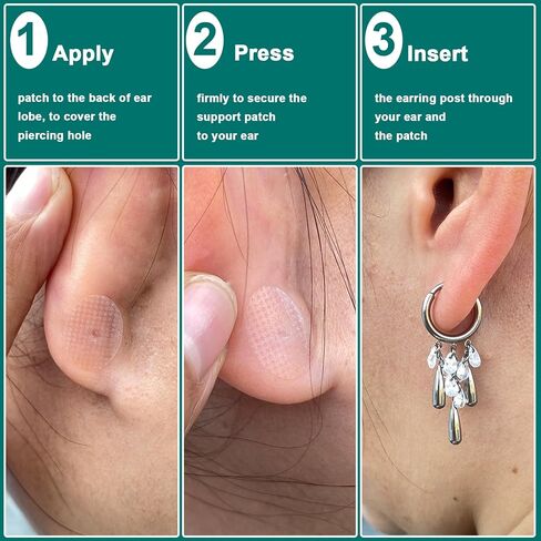 ظهور الأقراط للأذنين المتدلية، رقع دعم شحمة الأذن الشفافة للأقراط، رقعة دعم حلق شحمة الأذن لشحمات الأذن الممزقة والممتدة، 120 قطعة in Kuwait