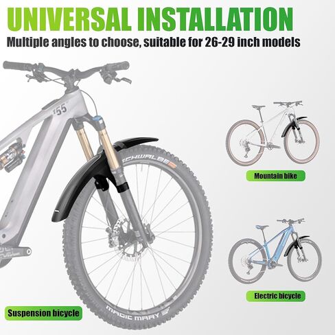 RBRL Bike Fender Set for MTB & E-Bike – Full Coverage Mudguards Compatible with 27.5" / 29" Wheels up to 3.0" – Durable Splash Guard Against Mud & Water – Stable, Tool-Free Installation(Front) in Saudi Arabia