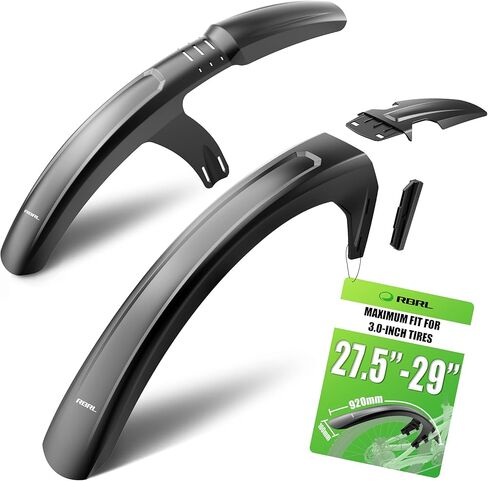 RBRL Bike Fender Set for MTB & E-Bike – Full Coverage Mudguards Compatible with 27.5" / 29" Wheels up to 3.0" – Durable Splash Guard Against Mud & Water – Stable, Tool-Free Installation(Front) in Saudi Arabia