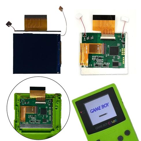 Game Boy Color 2.45 Inch IPS Backlight LCD Screen Replacement Kit [DROP-IN, NO SOLDER] for Gameboy Color GBC (With Black Screen Lens) in Kuwait
