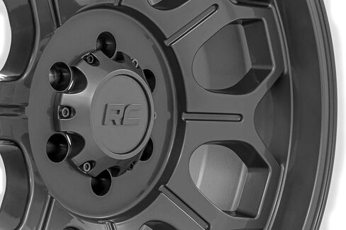 Rough Country 77 Series One-Piece Aluminum Wheel - 20x9, 6x5.5" Bolt Pattern, 0mm Offset, Gun Metal Gray in Kuwait
