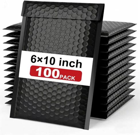 100PC Bubble Mailers 6x10 Inch, Black Self-Sealing Padded Shipping Envelopes, Waterproof Cushioned Mailers Bulk for Small Business, eCommerce, Packaging, Mailing & Shipping Supplies in Kuwait