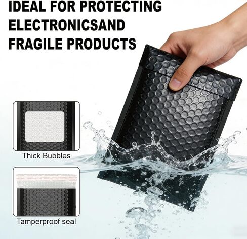 100PC Bubble Mailers 6x10 Inch, Black Self-Sealing Padded Shipping Envelopes, Waterproof Cushioned Mailers Bulk for Small Business, eCommerce, Packaging, Mailing & Shipping Supplies in Kuwait