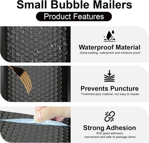 100PC Bubble Mailers 6x10 Inch, Black Self-Sealing Padded Shipping Envelopes, Waterproof Cushioned Mailers Bulk for Small Business, eCommerce, Packaging, Mailing & Shipping Supplies in Kuwait