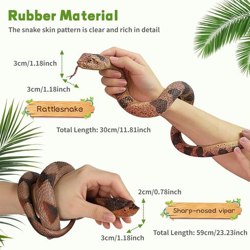 2 Pack Rubber Snakes Fake Snake Rattlesnake, Snakes Toy Realistic Keep Birds Away, Garden Plastic Scare Birds Scare Squirrels for Prank Stuff or Halloween Decorations Props Scare Toy in Kuwait