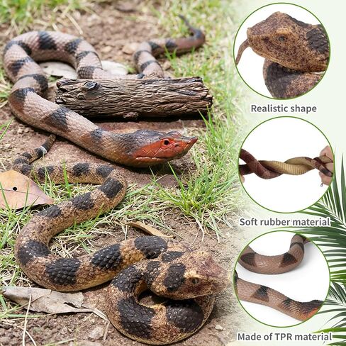2 Pack Rubber Snakes Fake Snake Rattlesnake, Snakes Toy Realistic Keep Birds Away, Garden Plastic Scare Birds Scare Squirrels for Prank Stuff or Halloween Decorations Props Scare Toy in Kuwait