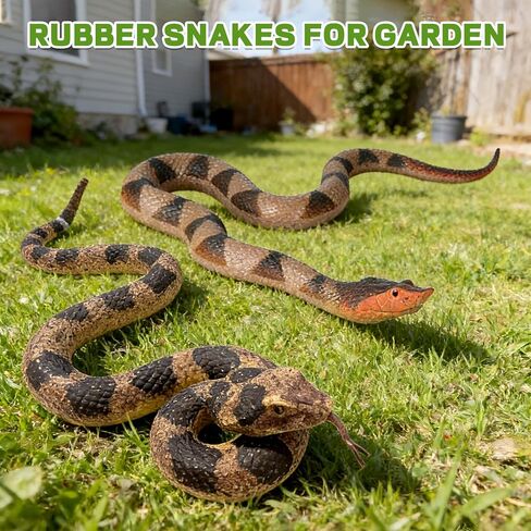 2 Pack Rubber Snakes Fake Snake Rattlesnake, Snakes Toy Realistic Keep Birds Away, Garden Plastic Scare Birds Scare Squirrels for Prank Stuff or Halloween Decorations Props Scare Toy in Kuwait
