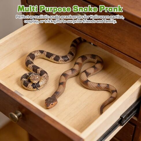 2 Pack Rubber Snakes Fake Snake Rattlesnake, Snakes Toy Realistic Keep Birds Away, Garden Plastic Scare Birds Scare Squirrels for Prank Stuff or Halloween Decorations Props Scare Toy in Kuwait