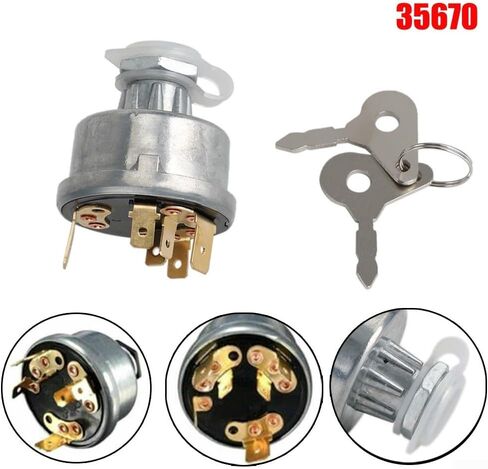 Ignition Switch 4-Position with Keys and Protective Cap for Lucas 35670 128SA Tractor and Agricultural Vehicles, 12V/24V Metal in Kuwait