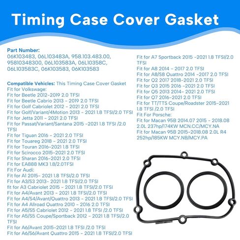 Timing Case Cover Gasket Fit for VW Golf 2013-2021 Fit for Passat 2015-2021 Fit for Tiguan 2016-2021 Fit for Audi A4 A5 Q3 Q5 2013-2021 Replace 06K103483 Chain Cover Gasket Seals in Kuwait