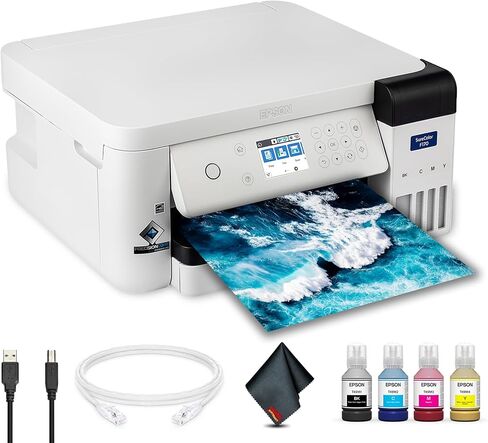 حزمة طابعة Epson SureColor F170 الصبغية (C11CJ80201) مع كابل إيثرنت، وكابل USB، وقماش من الألياف in Kuwait