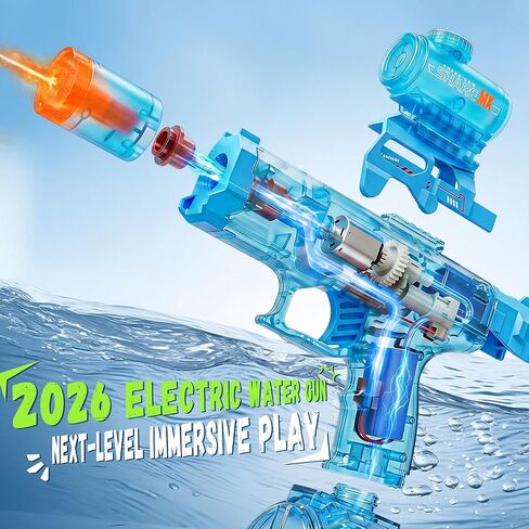 Electric Water Gun for Kids Adults, 2 Pack Automatic Squirt Gun with LED Flame Effect & Realistic Slide Action, Lightweight Rechargeable Water Blaster for Outdoor Summer Pool Beach Night Toys in Kuwait