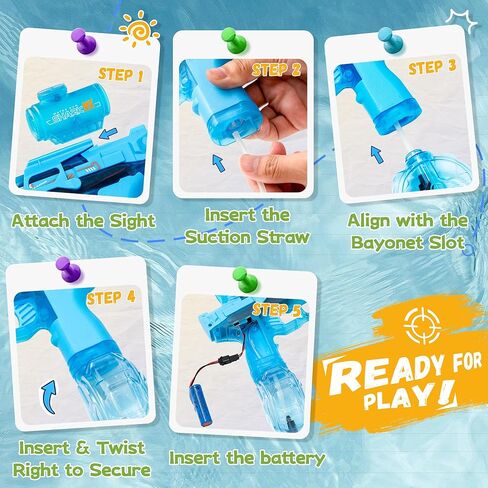 Electric Water Gun for Kids Adults, 2 Pack Automatic Squirt Gun with LED Flame Effect & Realistic Slide Action, Lightweight Rechargeable Water Blaster for Outdoor Summer Pool Beach Night Toys in Kuwait