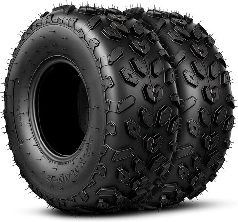 إطارات دراجة صغيرة مقاس 19x7-8، إطارات 19x7x8 ATV/UTV لجميع التضاريس لمسار الطين الرملي، 4PR، الشباب، مداس غير اتجاهي، بدون أنبوب، مجموعة من 2 in Kuwait