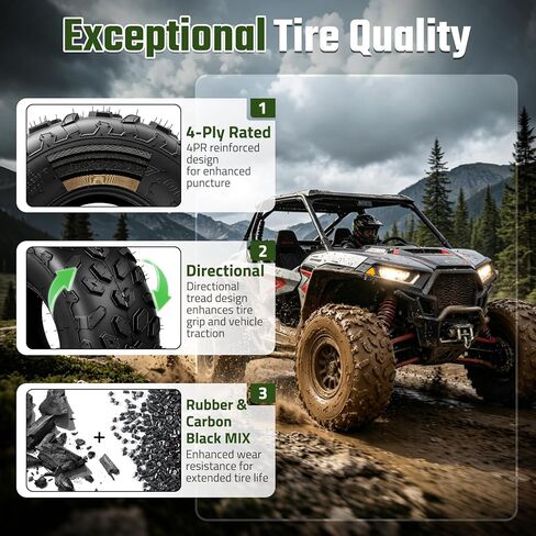 إطارات دراجة صغيرة مقاس 19x7-8، إطارات 19x7x8 ATV/UTV لجميع التضاريس لمسار الطين الرملي، 4PR، الشباب، مداس غير اتجاهي، بدون أنبوب، مجموعة من 2 in Kuwait