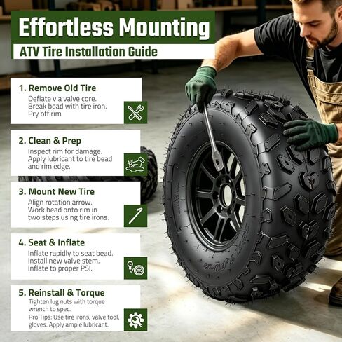 إطارات دراجة صغيرة مقاس 19x7-8، إطارات 19x7x8 ATV/UTV لجميع التضاريس لمسار الطين الرملي، 4PR، الشباب، مداس غير اتجاهي، بدون أنبوب، مجموعة من 2 in Kuwait