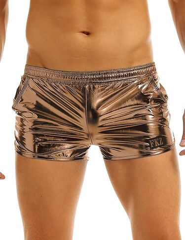 Men's Shiny Metallic Boxer Shorts Elastic Waist Hot Pants Underwear Swimsuit Lounge Underpants Swim Trunks Swimwear in Saudi Arabia