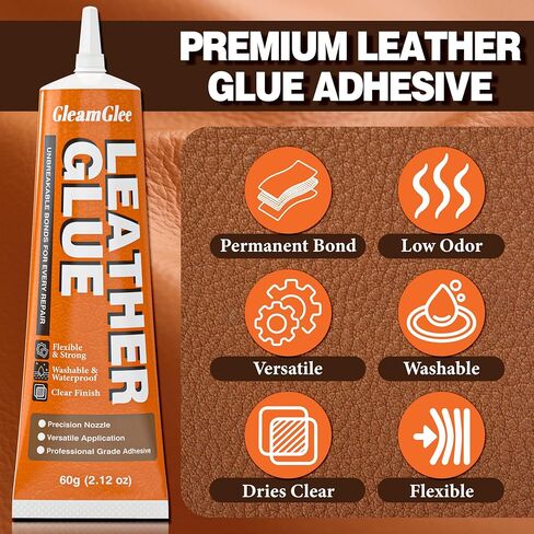 Leather Glue 60ml - Extra Strong, Waterproof & Flexible Adhesive - Fast-Drying Repair Glue for Leather & Vinyl - Ideal for Shoes, Bags, Sofas, Jackets, Car Seats & More in Kuwait
