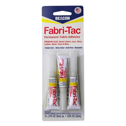 غراء النسيج الفاخر من BEACON Fabri-Tac Minis - سريع الجفاف، شفاف كريستالي، دائم - للأقمشة والقماش والدانتيل والخشب والمزيد، 17 أونصة، 3 عبوات in Kuwait