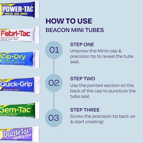 غراء النسيج الفاخر من BEACON Fabri-Tac Minis - سريع الجفاف، شفاف كريستالي، دائم - للأقمشة والقماش والدانتيل والخشب والمزيد، 17 أونصة، 3 عبوات in Kuwait