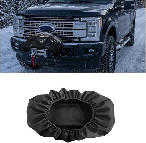 Car Winch Cover, 8500-17500 lbs Dust-Proof Oxford Fabric Heavy Duty Vehicle Electric Hoist Protection Cover, Waterproof Automotive Winches Accessories, Universal Fit in Kuwait