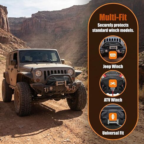 Car Winch Cover, 8500-17500 lbs Dust-Proof Oxford Fabric Heavy Duty Vehicle Electric Hoist Protection Cover, Waterproof Automotive Winches Accessories, Universal Fit in Kuwait