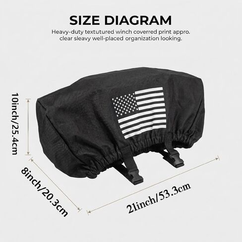 Badlands Winch Cover 12000 lb Waterproof, Heavy Duty 900D Oxford Fabric Dust-Proof Sunproof Winch Accessories with Reflective Ribbon for Electric Winch, Universal Fit for Most Standard Winches(Black) in Kuwait