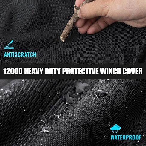 Heavy-Duty Winch Cover, Universal Fit, Waterproof & Dustproof, UV-Resistant 1200D Oxford Cloth, Protective Cover for 8500-12500 lb Electric Winches (22" x 10.5" x 8.1") in Kuwait