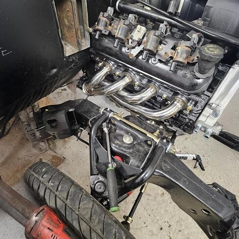 رأس العادم لسيارة Chevy GMC LS Swap، رأس قصير من الفولاذ المقاوم للصدأ مع مجمع V-Band يناسب محركات LS1 LS2 LS3 4.8L 5.3L 5.7L 6.0L 6.2L in Kuwait