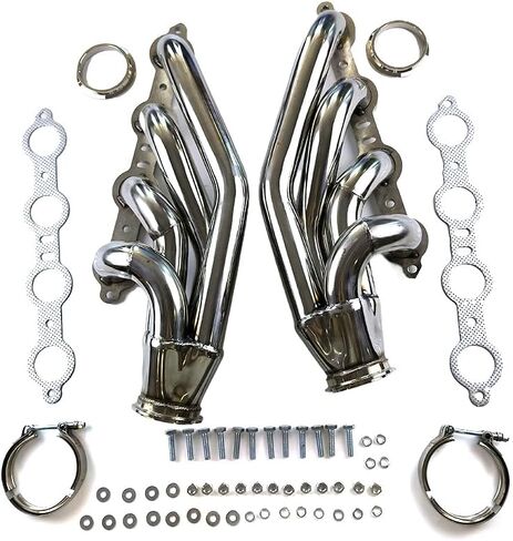 Exhaust Headers for LSX LS1 LS2 LS3 LS6, 1 3/4" Primaries 3" Collector, Polished Stainless Steel Turbo Headers, Fit for Small Block V8 5.7L 6.0L 6.2L Engines, Forward Facing Up in Kuwait