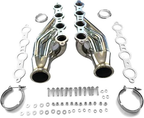 Exhaust Headers for LSX LS1 LS2 LS3 LS6, 1 3/4" Primaries 3" Collector, Polished Stainless Steel Turbo Headers, Fit for Small Block V8 5.7L 6.0L 6.2L Engines, Forward Facing Up in Kuwait