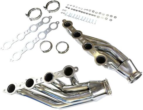 Exhaust Headers for LSX LS1 LS2 LS3 LS6, 1 3/4" Primaries 3" Collector, Polished Stainless Steel Turbo Headers, Fit for Small Block V8 5.7L 6.0L 6.2L Engines, Forward Facing Up in Kuwait