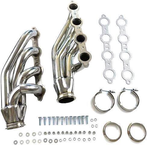 Exhaust Headers for LSX LS1 LS2 LS3 LS6, 1 3/4" Primaries 3" Collector, Polished Stainless Steel Turbo Headers, Fit for Small Block V8 5.7L 6.0L 6.2L Engines, Forward Facing Up in Kuwait
