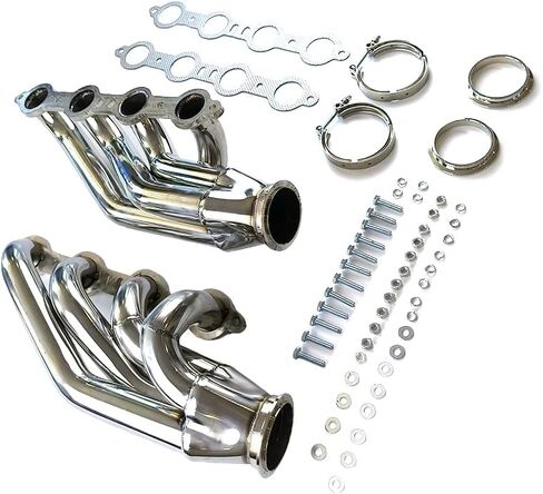 Exhaust Headers for LSX LS1 LS2 LS3 LS6, 1 3/4" Primaries 3" Collector, Polished Stainless Steel Turbo Headers, Fit for Small Block V8 5.7L 6.0L 6.2L Engines, Forward Facing Up in Kuwait