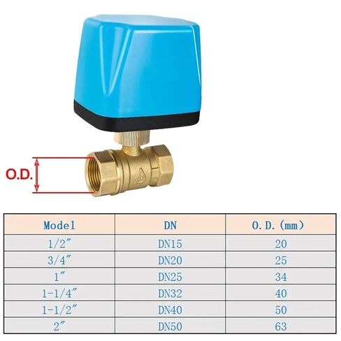2 طرق، 3 طرق DC12V-24V أو AC220V صمام كروي نحاسي بمحرك، 3 أسلاك 2 صمام كروي كهربائي للتحكم DN15 DN20 DN25 DN32 DN40 DN50 (DN15 DC12V-24V 3 طرق) in Kuwait