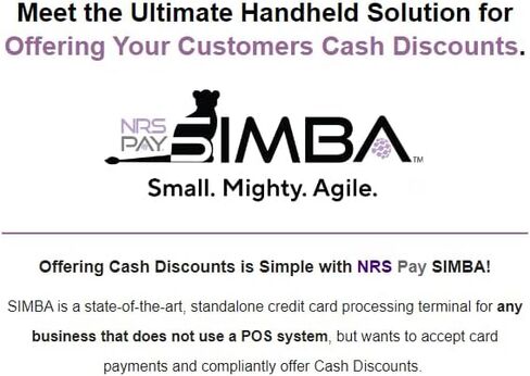Simba from NRS - The Ultimate Handheld standalone Credit Card Processing Terminal for Dual Pricing/Cash Discount - Requires NRS Account with SwyftPAY Prior to Shipping in Kuwait
