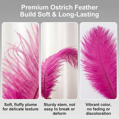 50PCS 15-20cm/6-8inch Colorful Real Natural Ostrich Feather Plume Stage Performance Props DIY Crafting Accessories for Party Home Wedding Centerpieces Party Festival Carnival Decoration(Hot Pink) in Saudi Arabia