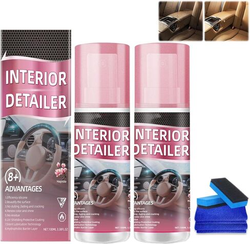 2PCS Polishing Cleaner Car Interior, 2026 Car Interior Cleaner Spray, 100ml Multi-Surface Car Interior Detailing Cleaner Suitable for Cleaning Rubber, Plastic, and Leather Surfaces Inside Vehicles in Kuwait