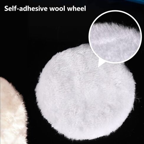 7PCS 3 Inch Wool Polishing Buffing Pad, with Hook and Loop Back, Car Buffer Drill Attachment with M10 Drill Adapter, Car Buffer Polisher Kit for Polishing, Waxing, Detailing in Kuwait