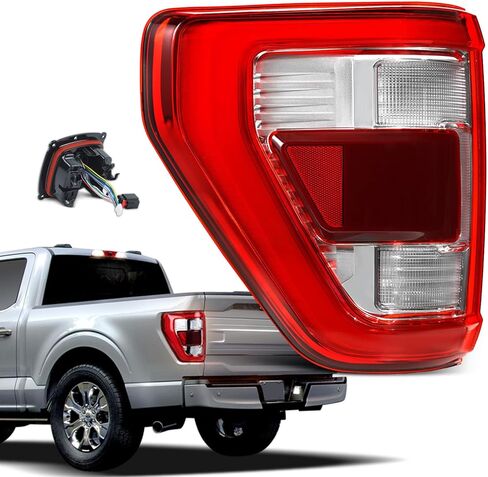 LED Tail Light Compatible with 2021 2022 2023 Ford F150 King Ranch Lariat Limited Platinum Chrome Taillight W/Blind Spot, Non-Module, W/Bracket W/O Radar OEM: ML3Z13405D Left Side in Kuwait