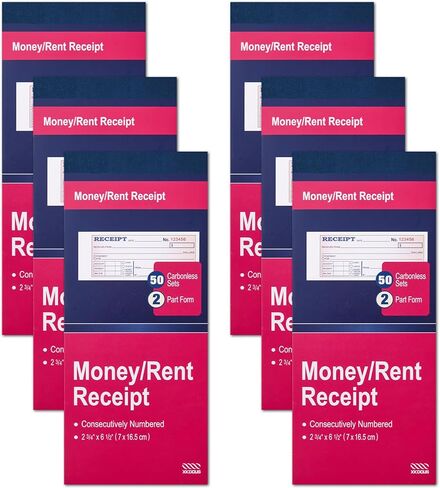 XKDOUS 2 Pack Money and Rent Receipt Book, 2-Part Carbonless, 2-3/4" x 6-1/2" Receipt Book for Small Business, 50 Sets per Book in Kuwait