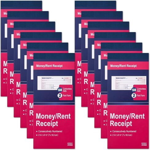 XKDOUS 2 Pack Money and Rent Receipt Book, 2-Part Carbonless, 2-3/4" x 6-1/2" Receipt Book for Small Business, 50 Sets per Book in Kuwait